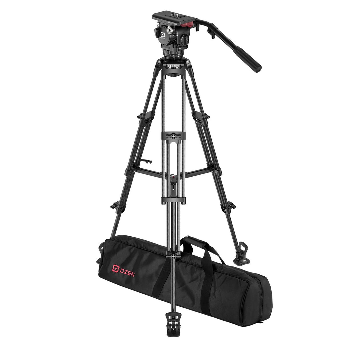 OZEN 6CF2 Tripod System with AGILE 6 Mini E-Z LOAD 75mm Fluid Head, TR-75CF2 2-Stage Carbon Fiber Tripod, and Soft Case