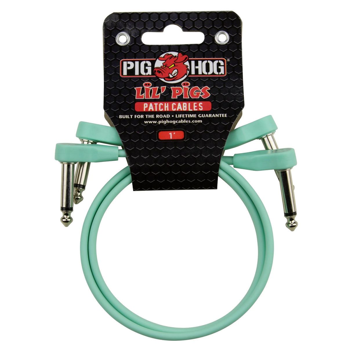 Pig Hog PHLSK Lil’ Pigs Low Profile 1/4-Inch Patch Cables - Seafoam Green / 1-Foot, 2-Pack