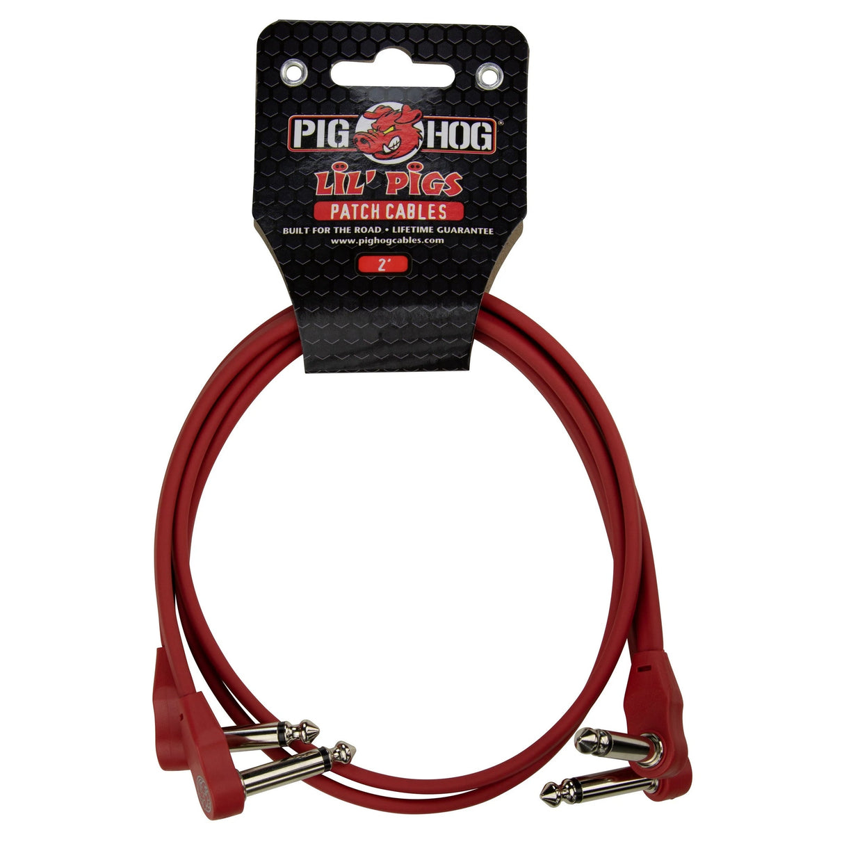 Pig Hog PHLSK Lil’ Pigs Low Profile 1/4-Inch Patch Cables - Candy Apple Red / 2-Feet, 2-Pack