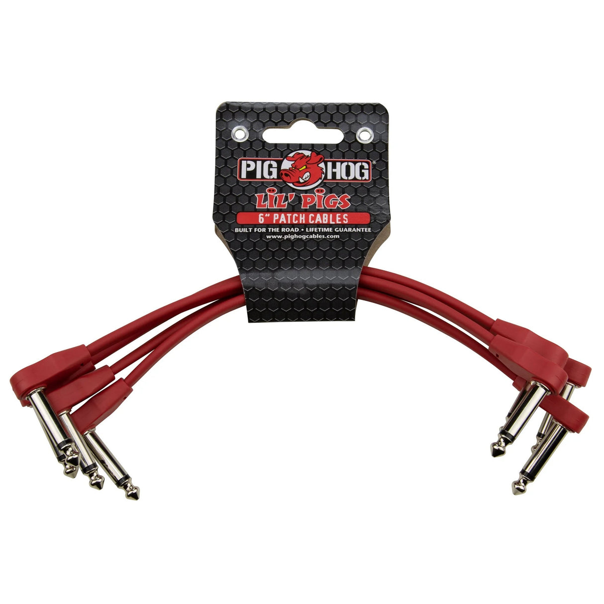 Pig Hog PHLSK Lil’ Pigs Low Profile 1/4-Inch Patch Cables - Candy Apple Red / 6-Feet, 4-Pack