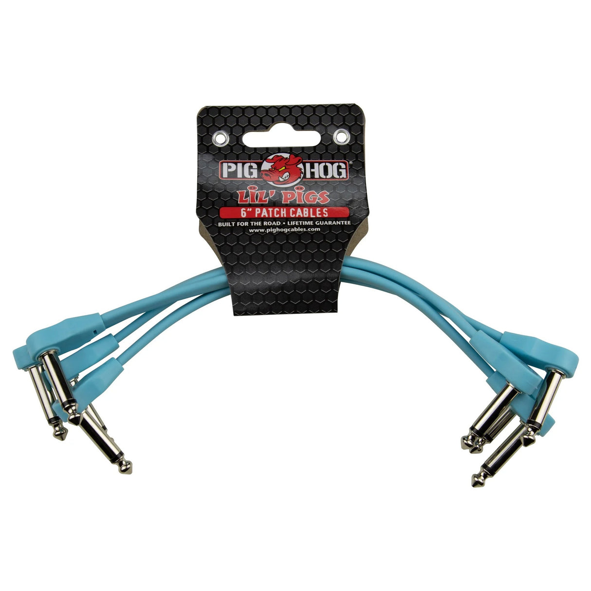 Pig Hog PHLSK Lil’ Pigs Low Profile 1/4-Inch Patch Cables - Daphne Blue / 6-Feet, 4-Pack