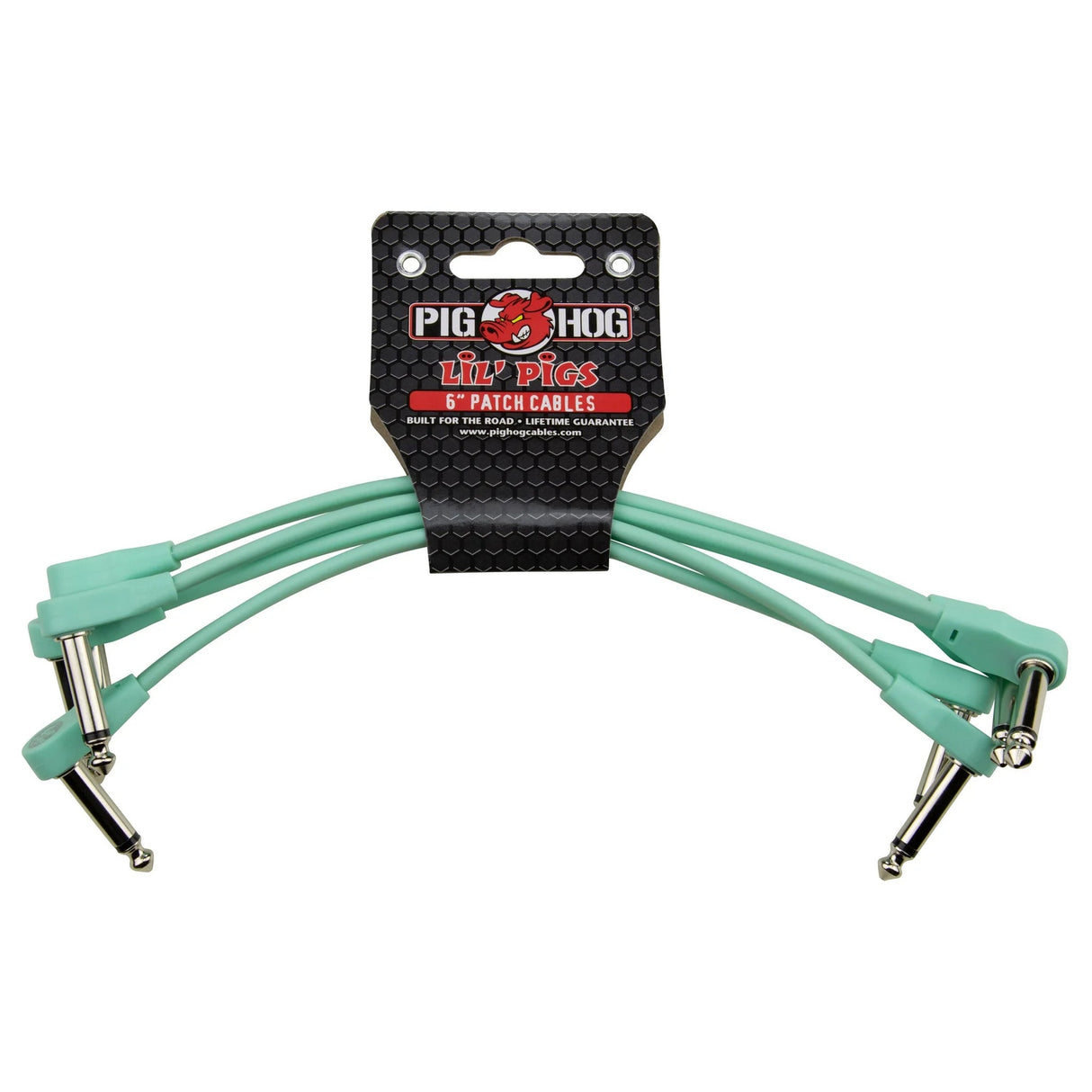 Pig Hog PHLSK Lil’ Pigs Low Profile 1/4-Inch Patch Cables - Seafoam Green / 6-Feet, 4-Pack