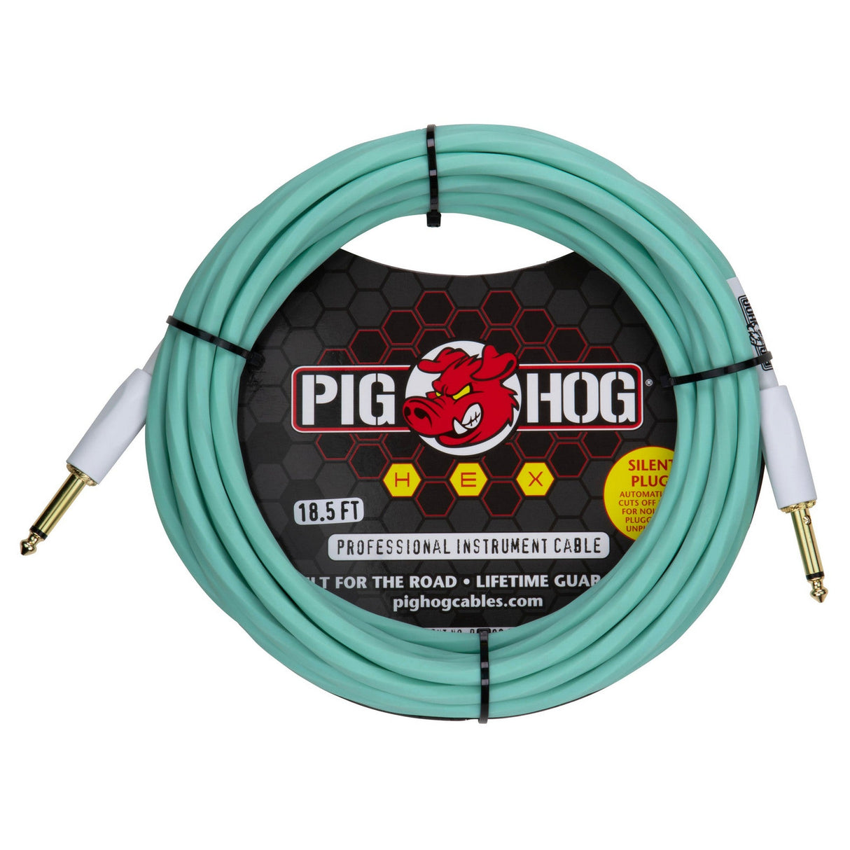 Pig Hog Hex Series 1/4-Inch Silent Instrument Cable - 18.6 feet / Seafoam Green