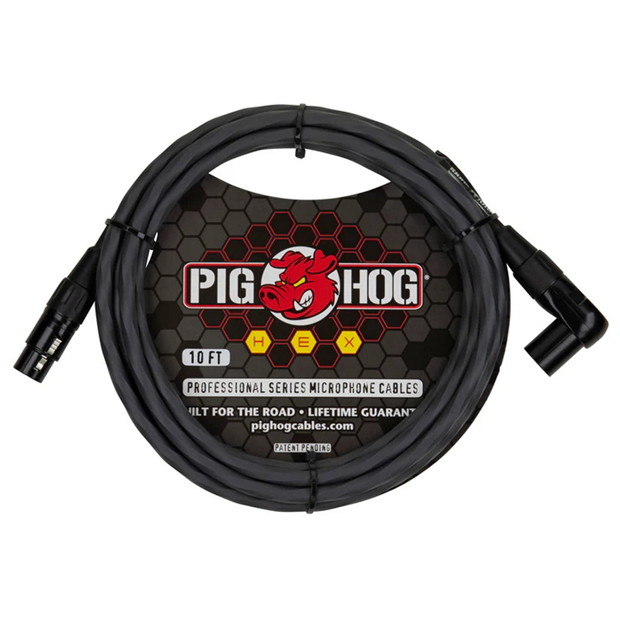 Pig Hog PHMHR Hex Series Straight XLR to Right Angle XLR Microphone Cable - Grey / 10-Feet