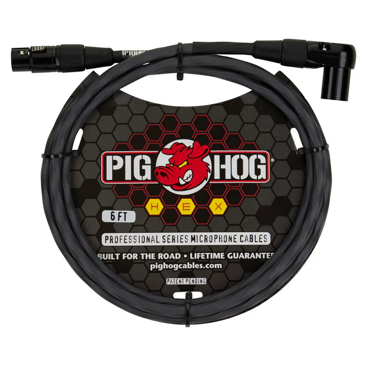 Pig Hog PHMHR Hex Series Straight XLR to Right Angle XLR Microphone Cable - Grey / 6-Feet