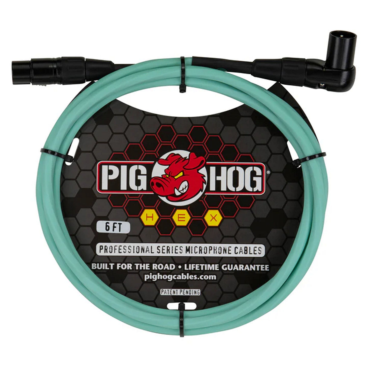Pig Hog PHMHR Hex Series Straight XLR to Right Angle XLR Microphone Cable - Seafoam Green / 6-Feet