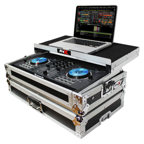 ProX X-MXTPRO3 Case for Numark MixTrack 3 Pro 3 and Platinum Digital Controller with Laptop Shelf - Silver