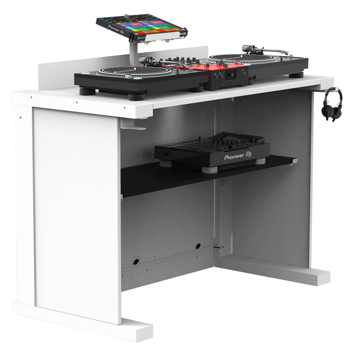 ProX XFH-HUMPTER-B3-WH B3 Quick Folding DJ Facade Table Workstation, White