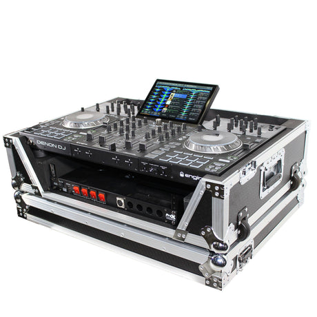 ProX XS-PRIME4 Case for Denon PRIME 4 DJ Controller with Rack Space and Wheels - Silver / None / 2U