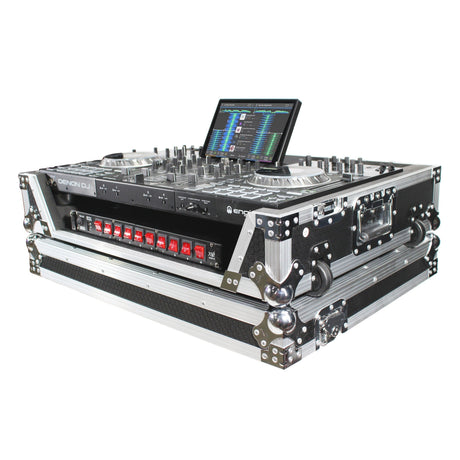 ProX XS-PRIME4 Case for Denon PRIME 4 DJ Controller with Rack Space and Wheels - Silver / None / 1U