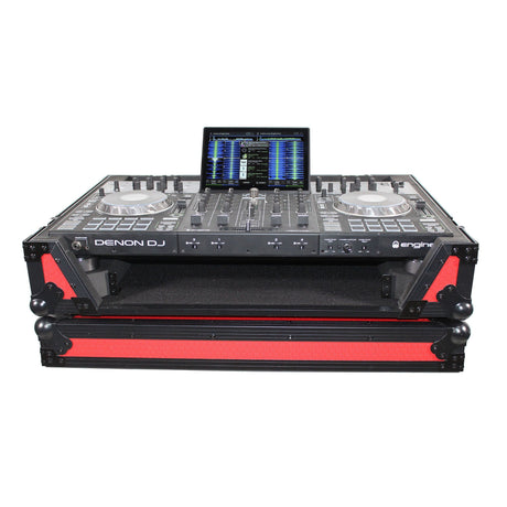 ProX XS-PRIME4 Case for Denon PRIME 4 DJ Controller with Rack Space and Wheels - Red/Black / None / 1U