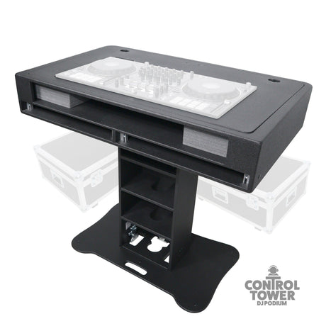 ProX XZF-DJCT W 2U CASE Control Tower DJ Podium for Pioneer DJ DDJ-REV7 XDJ-XZ DDJ-1000 RANE One - Black