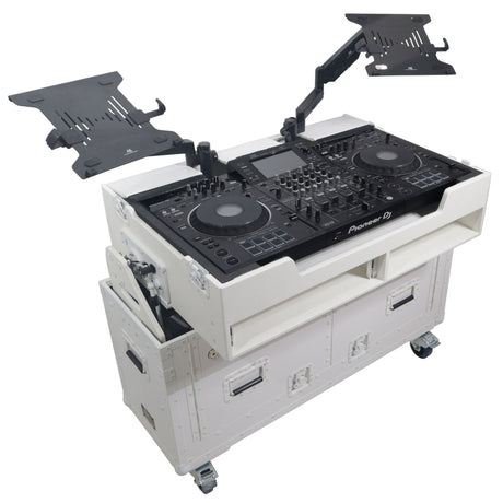ProX XZF-UCXX Flip-Ready Hydraulic DJ Flight Case for Pioneer DJ DDJ-REV7 XDJ-XZ DDJ-1000 SZ2 SX3 - White