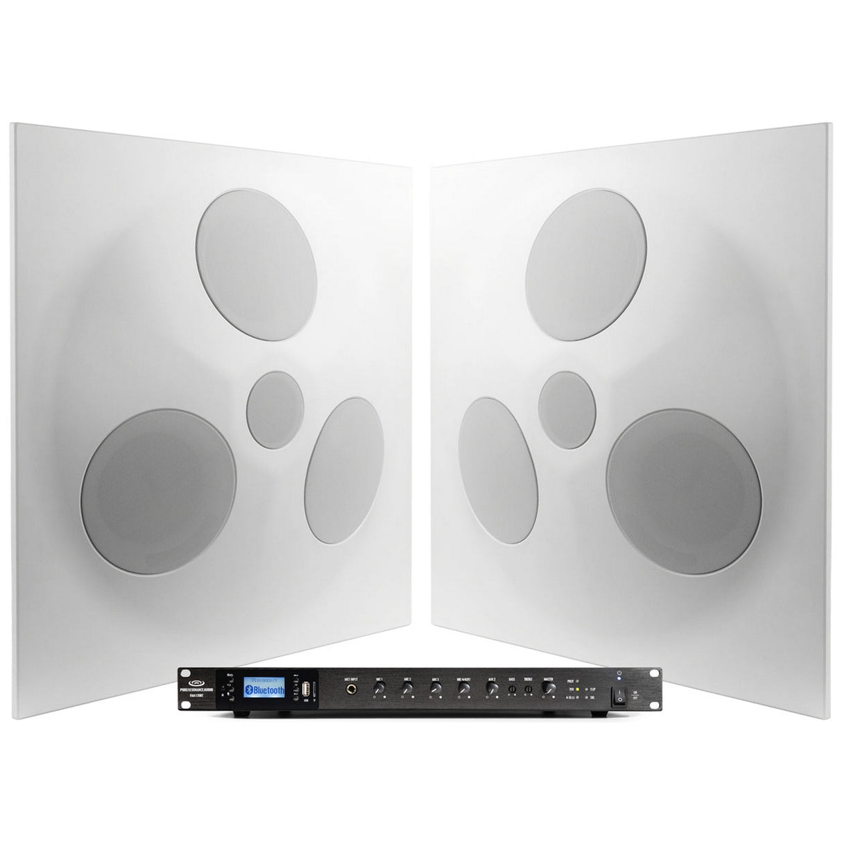 Pure Resonance Audio Seminar Sound System with (2) SD5 Ceiling Tile Speakers & RMA120BT Rack Mount Bluetooth Mixer Amplifier