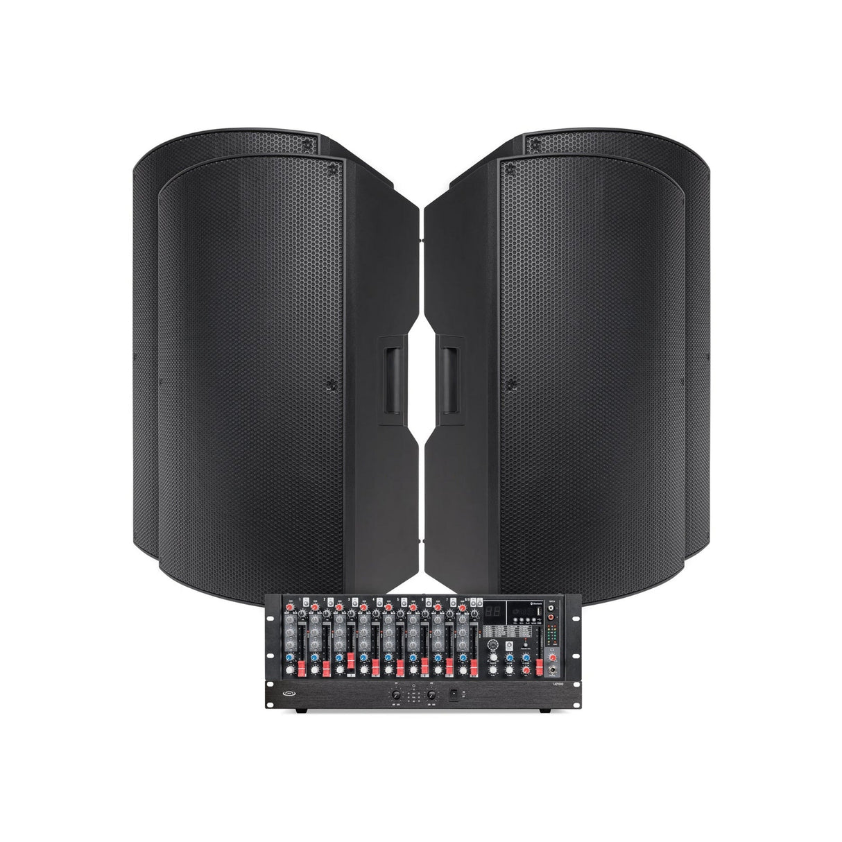 Pure Resonance Audio Fitness Audio System with (4) P115 15-Inch Passive PA Speakers, MX9 9-Channel Mixer, and LA21000 1000W Power Amplifier