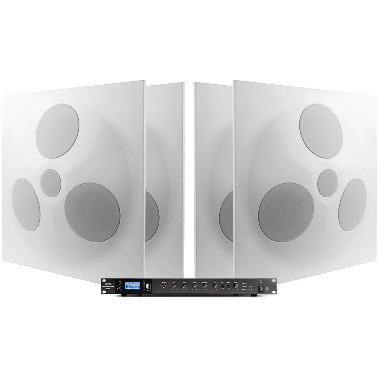 Pure Resonance Audio Lecture Hall Sound System with (4) SD5 Ceiling Tile Speakers, and RMA240BT Rack Mount Bluetooth Mixer Amplifier