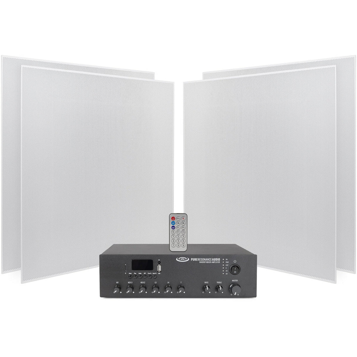 Pure Resonance Audio Background Music System with (4)SP8 Ceiling Tile Speakers and MA60BT Bluetooth Mixer Amplifier