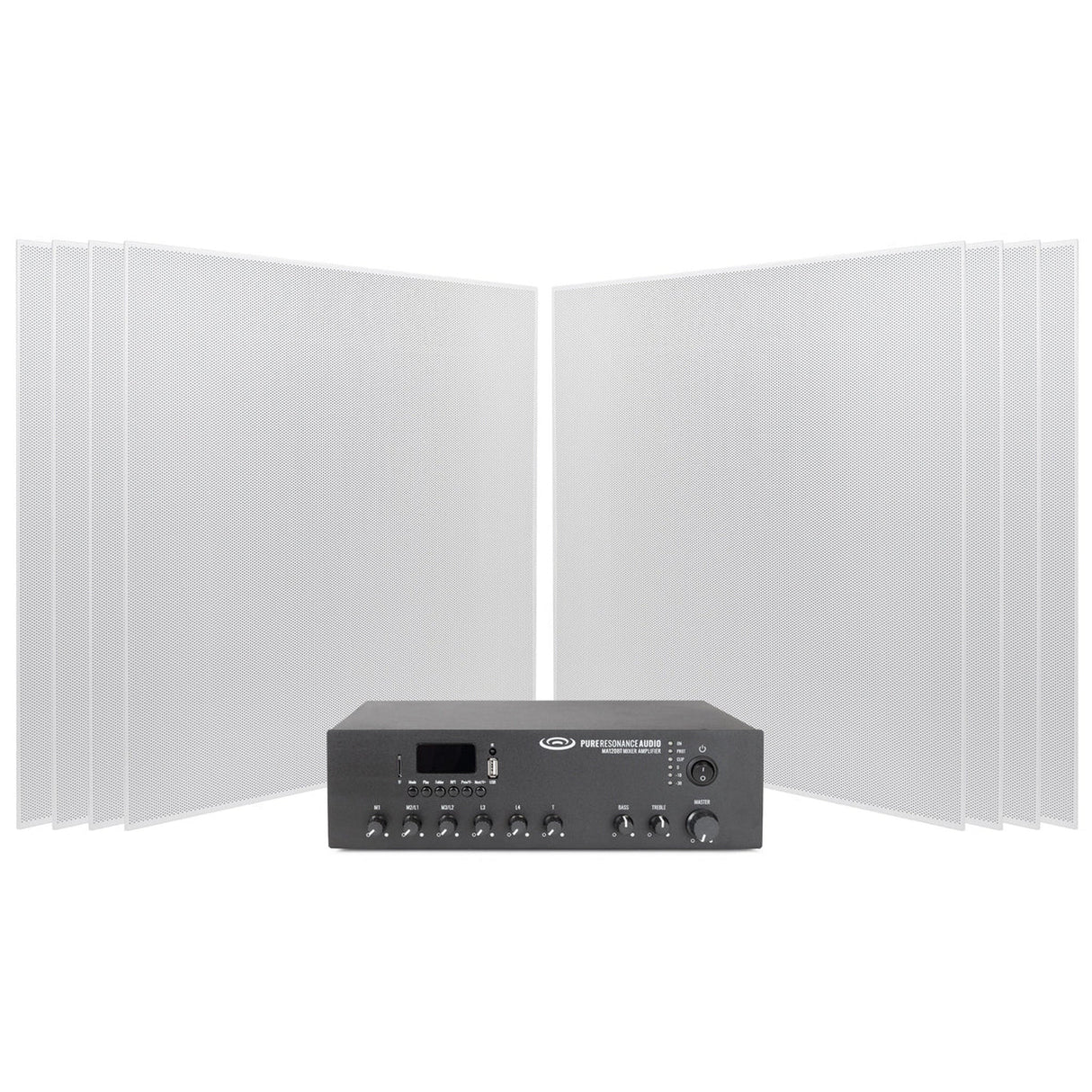 Pure Resonance Audio Office Sound System with 8 SP8 Ceiling Tile Speakers and MA120BT 120W Bluetooth Mixer Amplifier