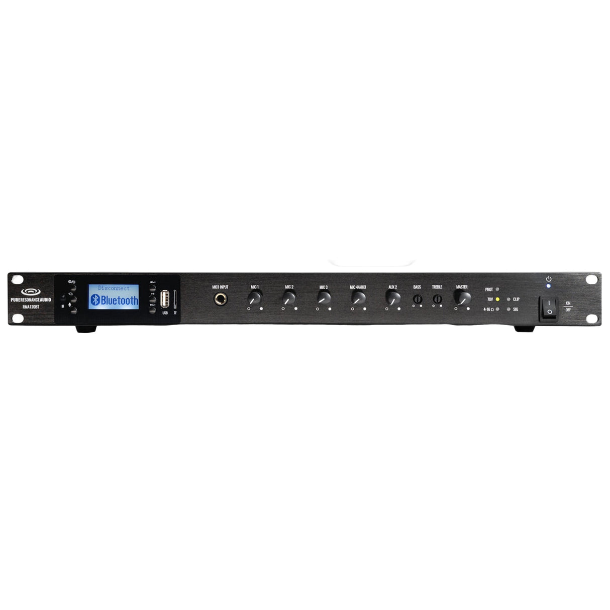 Pure Resonance Audio RMA120BT 5-Channel 120W Rack Mount Mixer Amplifier with Bluetooth