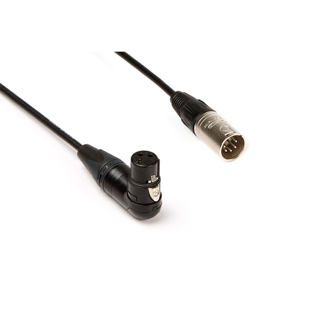 Remote Audio CAHDX3/5MR Right-Angle XLR3F to XLR5M Mono to Stereo Cable 18 in