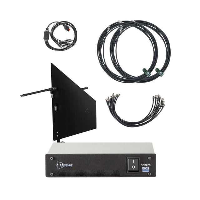 RF Venue DFIN HDR Antenna Distribution System and Diversity Fin Mount Antenna Bundle - System w/ L-Bracket Wall-Mount,