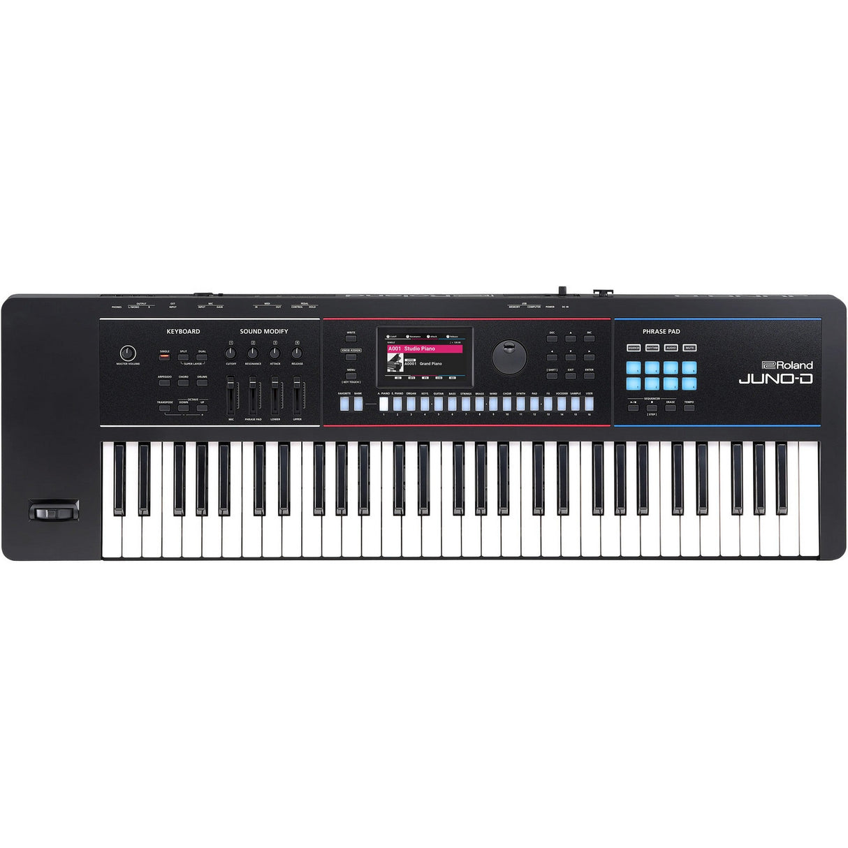 Roland JUNO-D6 61-key synthesizer keyboard front view