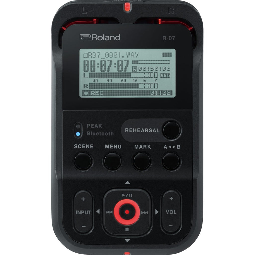 Roland R-07-BK High-Resolution Portable Audio Recorder with Bluetooth, Black