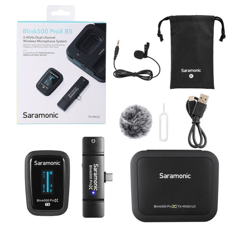 Saramonic Blink 500 ProX 2.4GHz Wireless Microphone System - Wireless Mic w/ Lavalier & USB-C Receiver