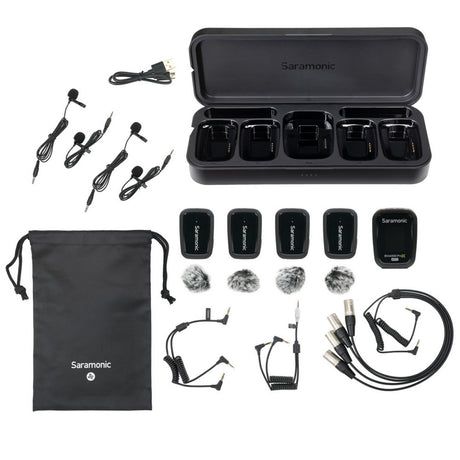 Saramonic Blink 500 ProX 2.4GHz Wireless Microphone System - 4-Person Wireless Clip-On Mic System with On-Board