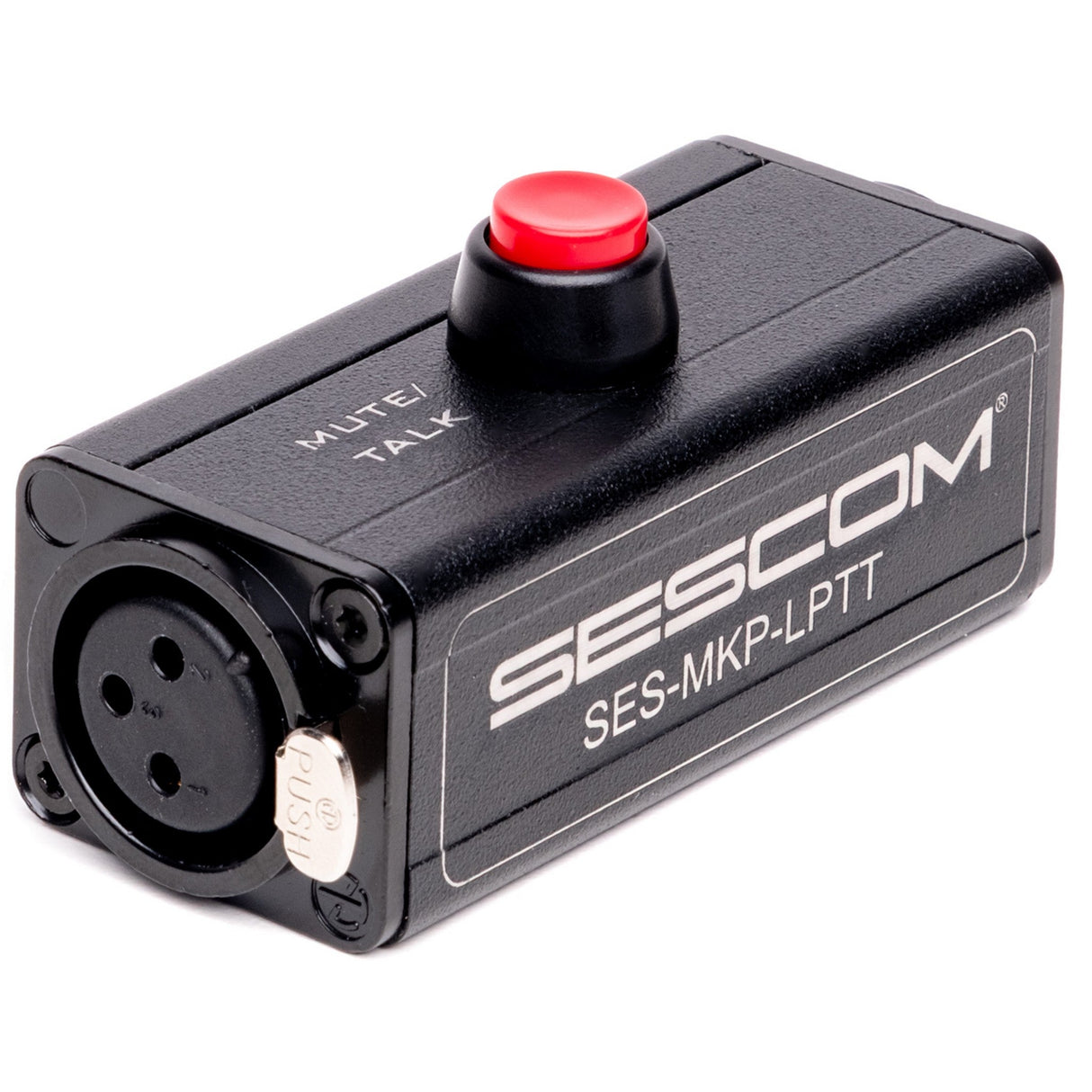 Sescom SES-MKP-LPTT Inline XLR Female to Male Latching Push-To-Talk Microphone Switch