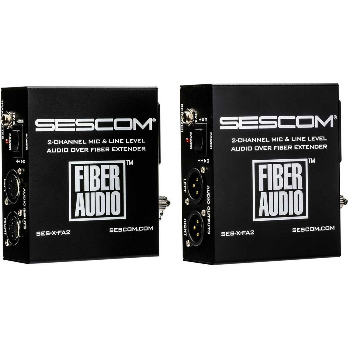 Sescom SES-X-FA2 Battery Powered 2-Channel Balanced XLR Mic/Line Level Fiber Connector