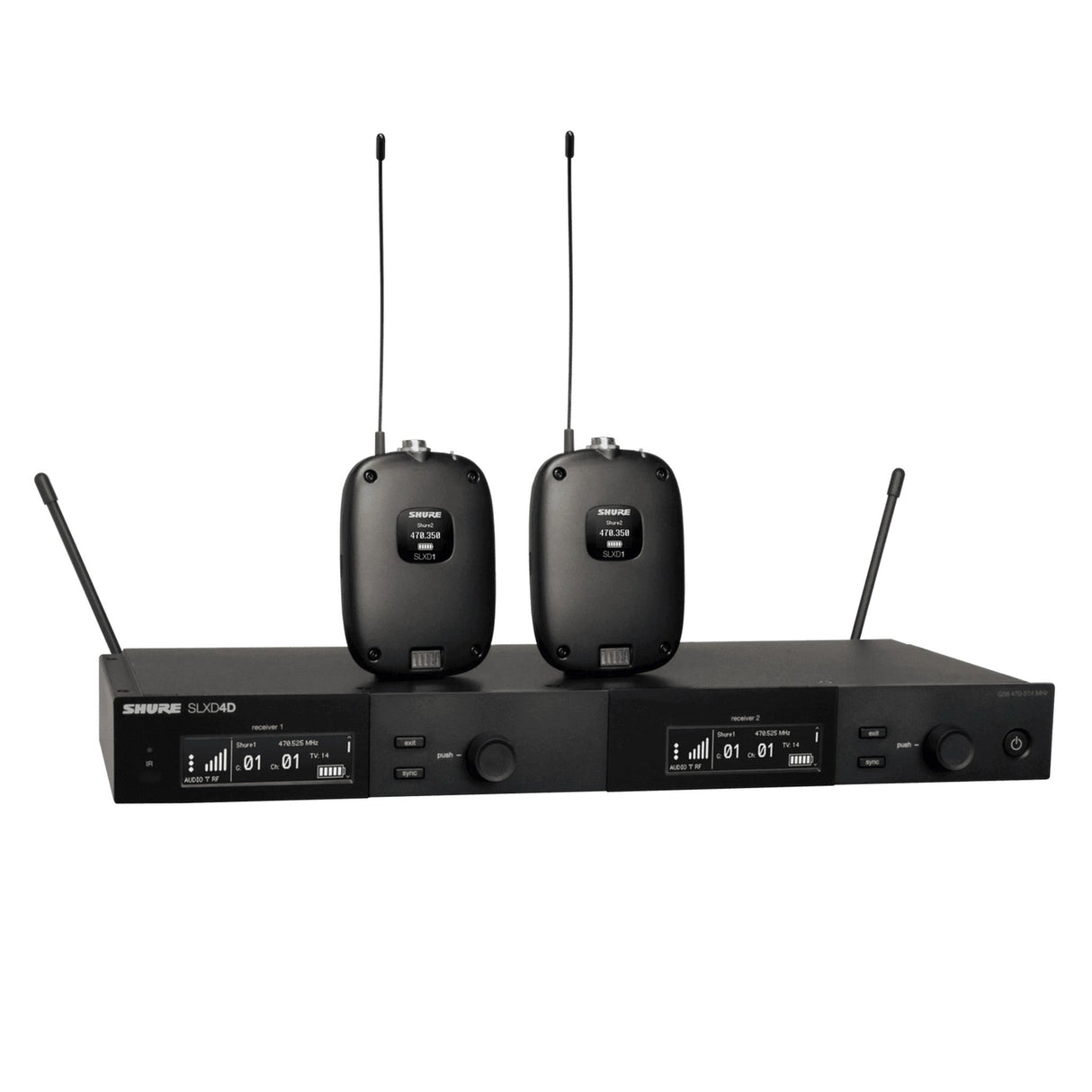 Shure SLXD14D Wireless Dual Bodypack System - G58: 470 - 514 MHz