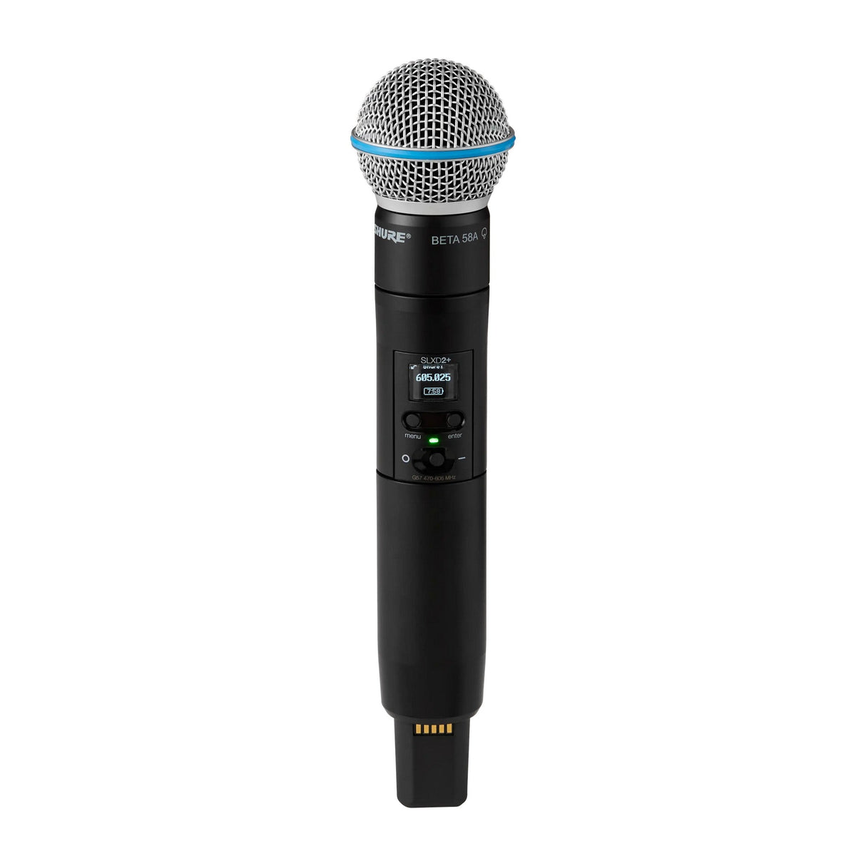 Shure SLXD2+TA/B58 TAA Compliant Digital Wireless Handheld Transmitter, G57 470-608 MHz