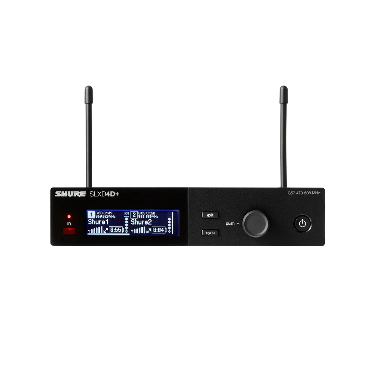 Shure SLXD4D+ Dual-Channel Digital Wireless Rackmount Receiver, G57 470-608 MHz
