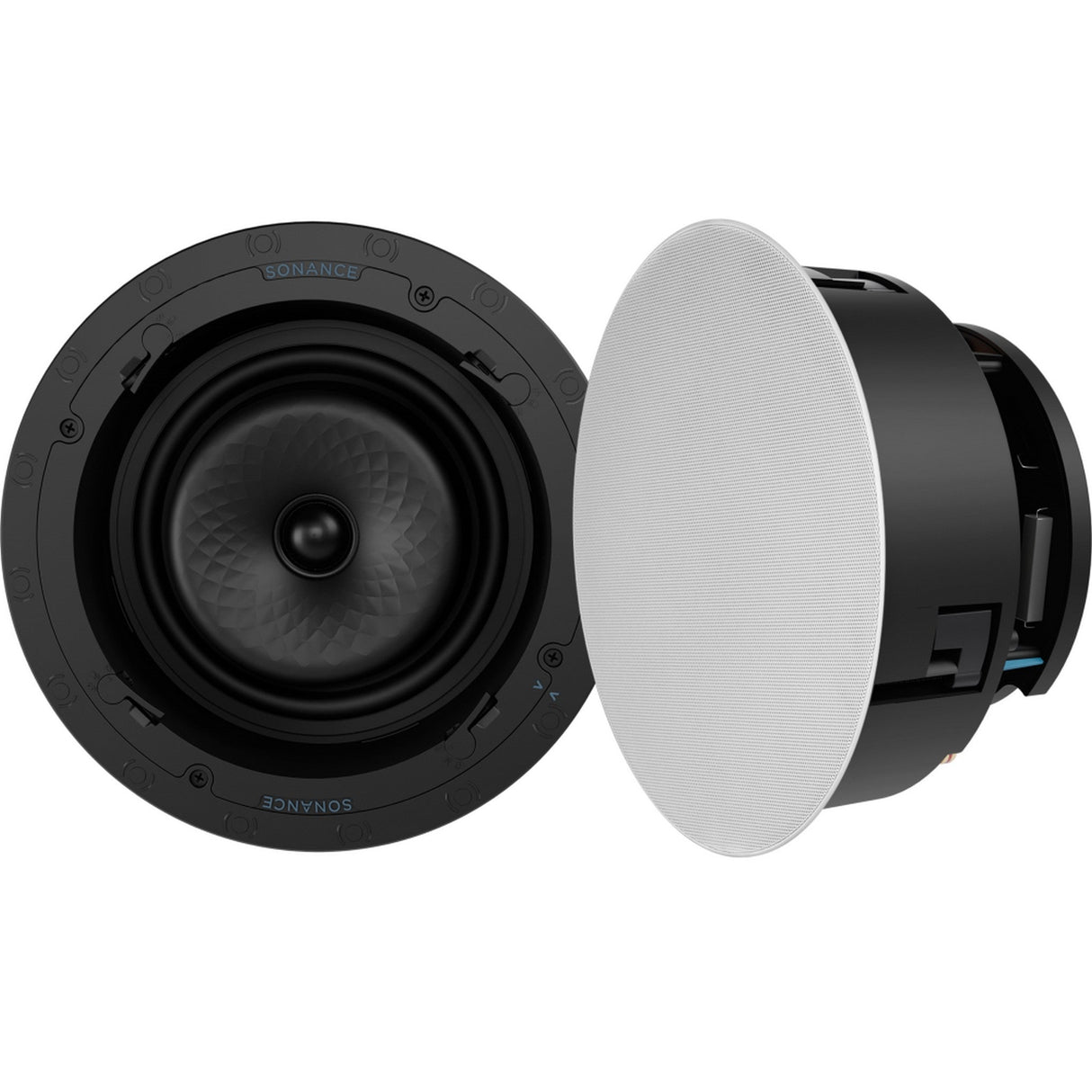 Sonance VX86R 8-Inch Round In-Ceiling Speaker with White Micro Trim Grille Pair