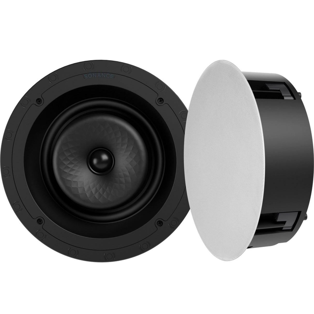 Sonance VX80R 8-Inch Round In-Ceiling Speaker with White Micro Trim Grille Pair