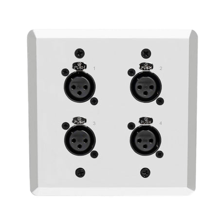 SoundTools WallCAT 2 Gang Wall Panel with 4 Female and 4 Male XLR to RJ45 - White