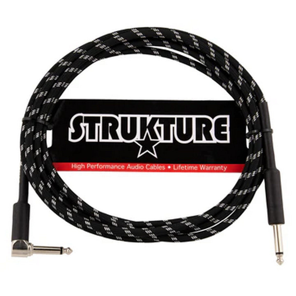 Strukture Vintage Instrument Cable - Black/Silver / 10-feet / Right Angle