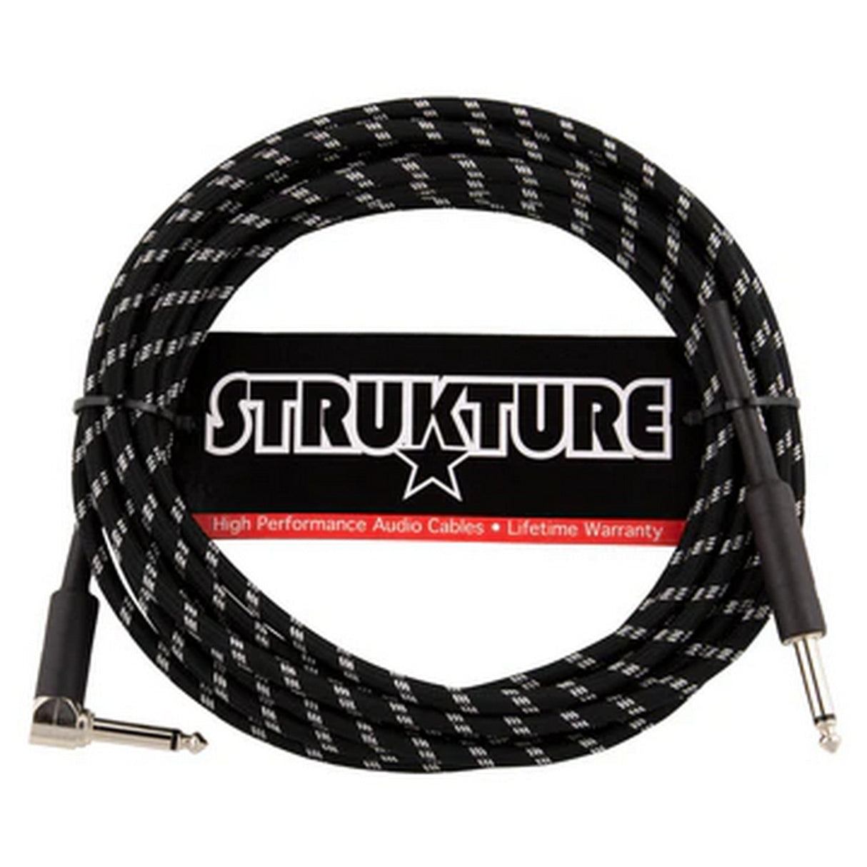 Strukture Vintage Instrument Cable - Black/Silver / 18.6-feet / Right Angle
