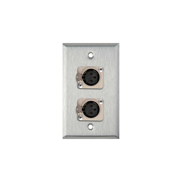 TecNec WPL-1116 3 Pin XLR Female 1 Gang Wall Plate Stainless Steel