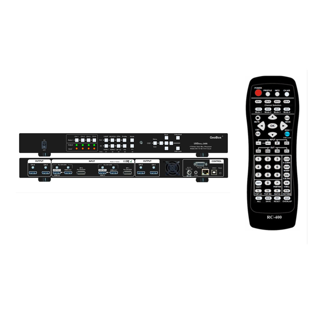 VigilLink 4 CH 4K In/Out Video Wall Controller 2x4 Matrix Switch