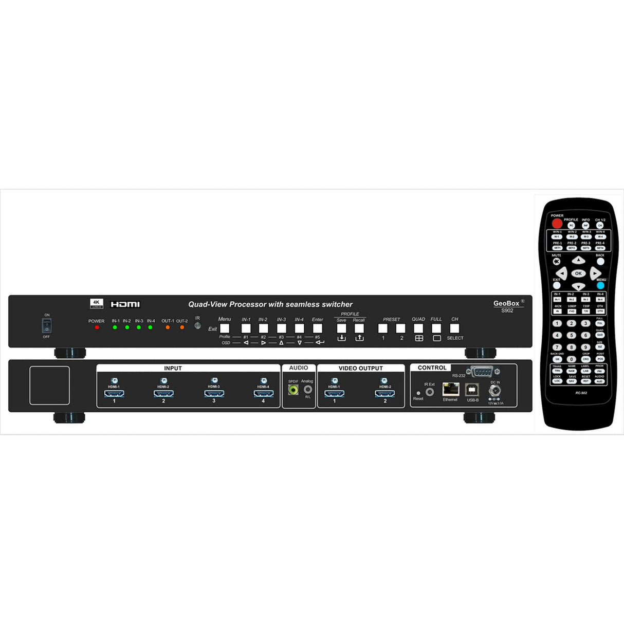 VigilLink 4x2 UHD Quad View Processor with Seamless switcher