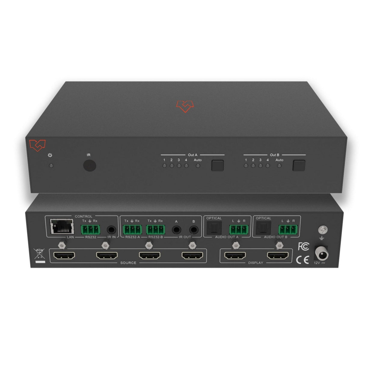 VigilLink HDMI 4x2 Matrix Switch with 4K HDR and Audio Extraction