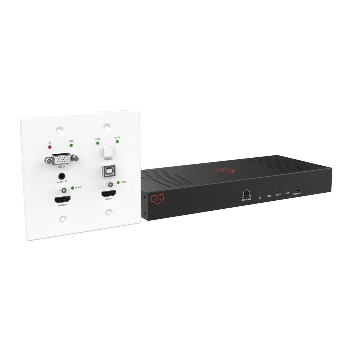 VigilLink 3x1 Wall Plate with Auto-Switching and VGA/Dual HDMI TX/RX Set