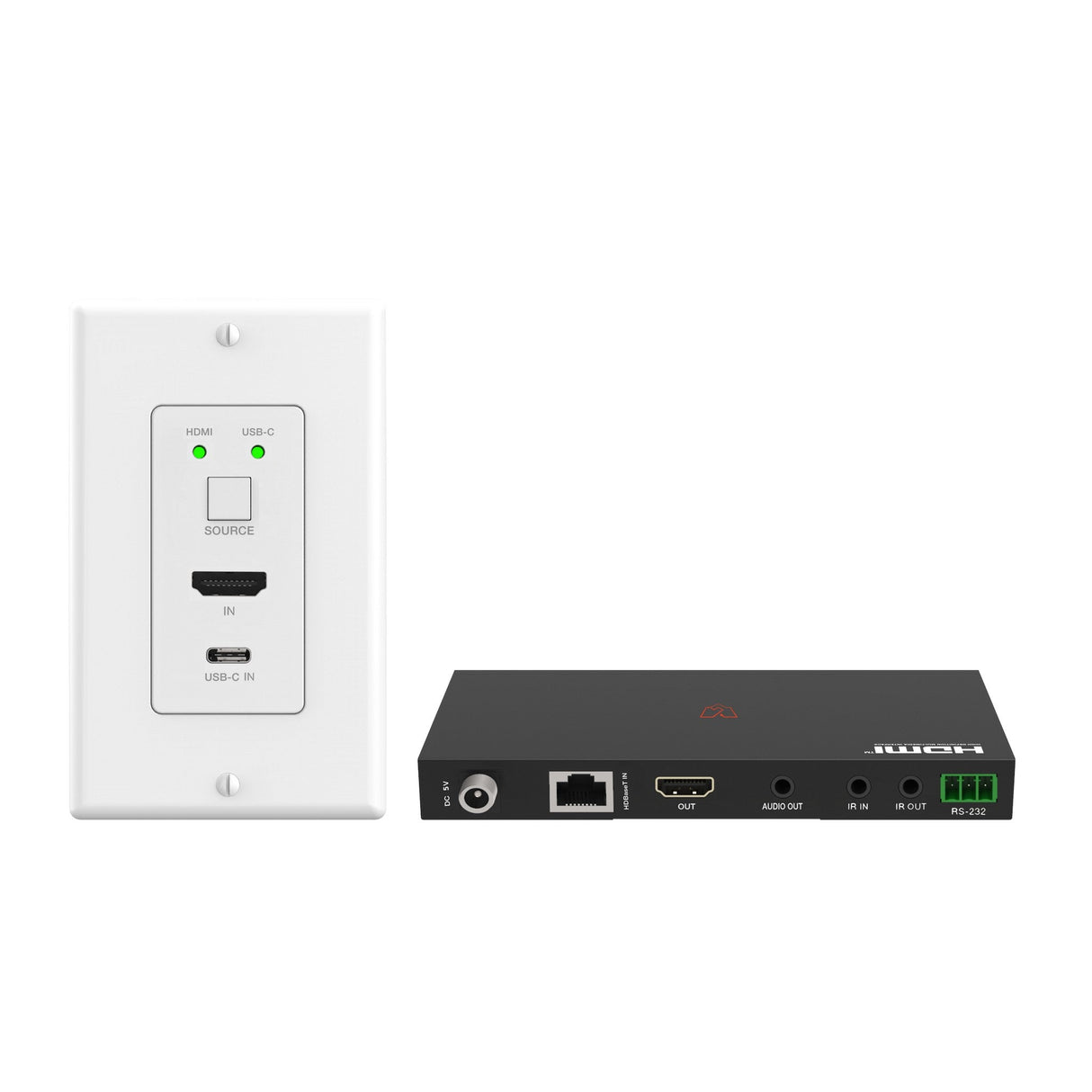 VigilLink 2x1 HDBaseT 2.0 4k 4:4:4 USB-C/HDMI Gang Wall Plate White