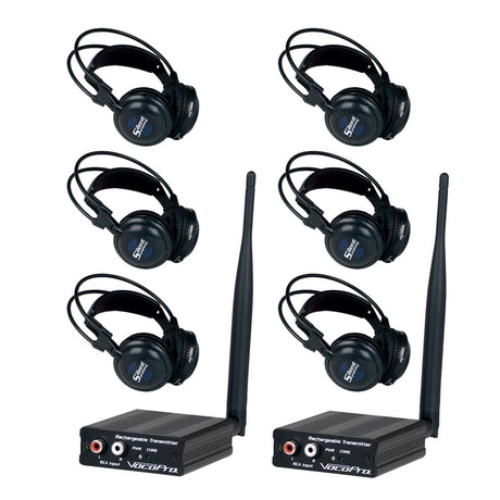 VocoPro Silent-Party-206 Silent Event Package 2 Transmitter/6 Headphone Receivers