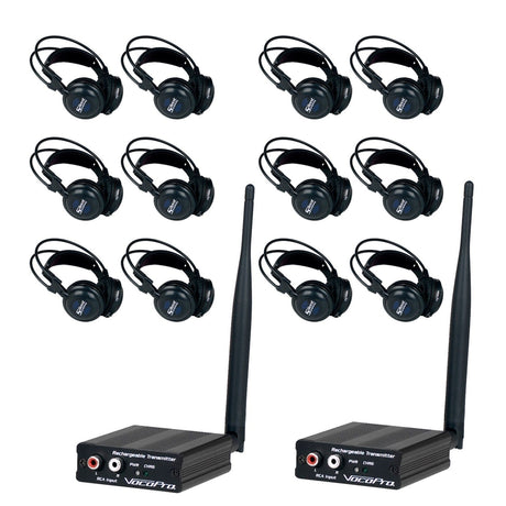 VocoPro Silent-Party-212 Silent Event Package 2 Transmitter/12 Headphone Receivers