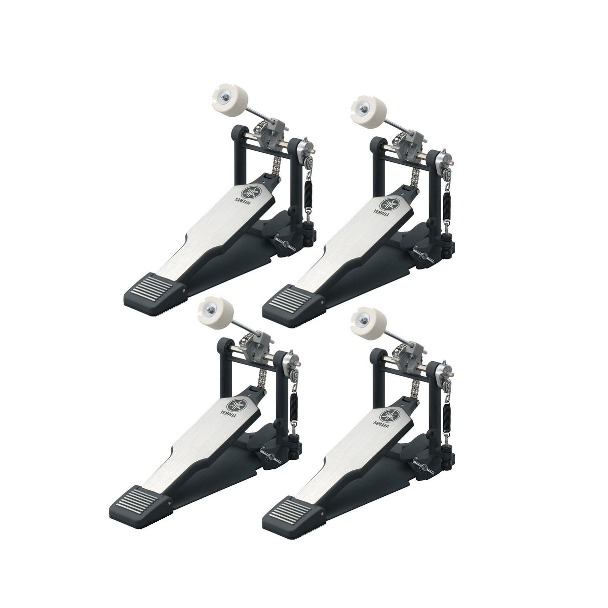 Yamaha 4-Pack of Single-Foot Pedals for Acoustic Drum Kits - FP8500C: 4x Double Chain Drive Single Pedal, Long Footboard