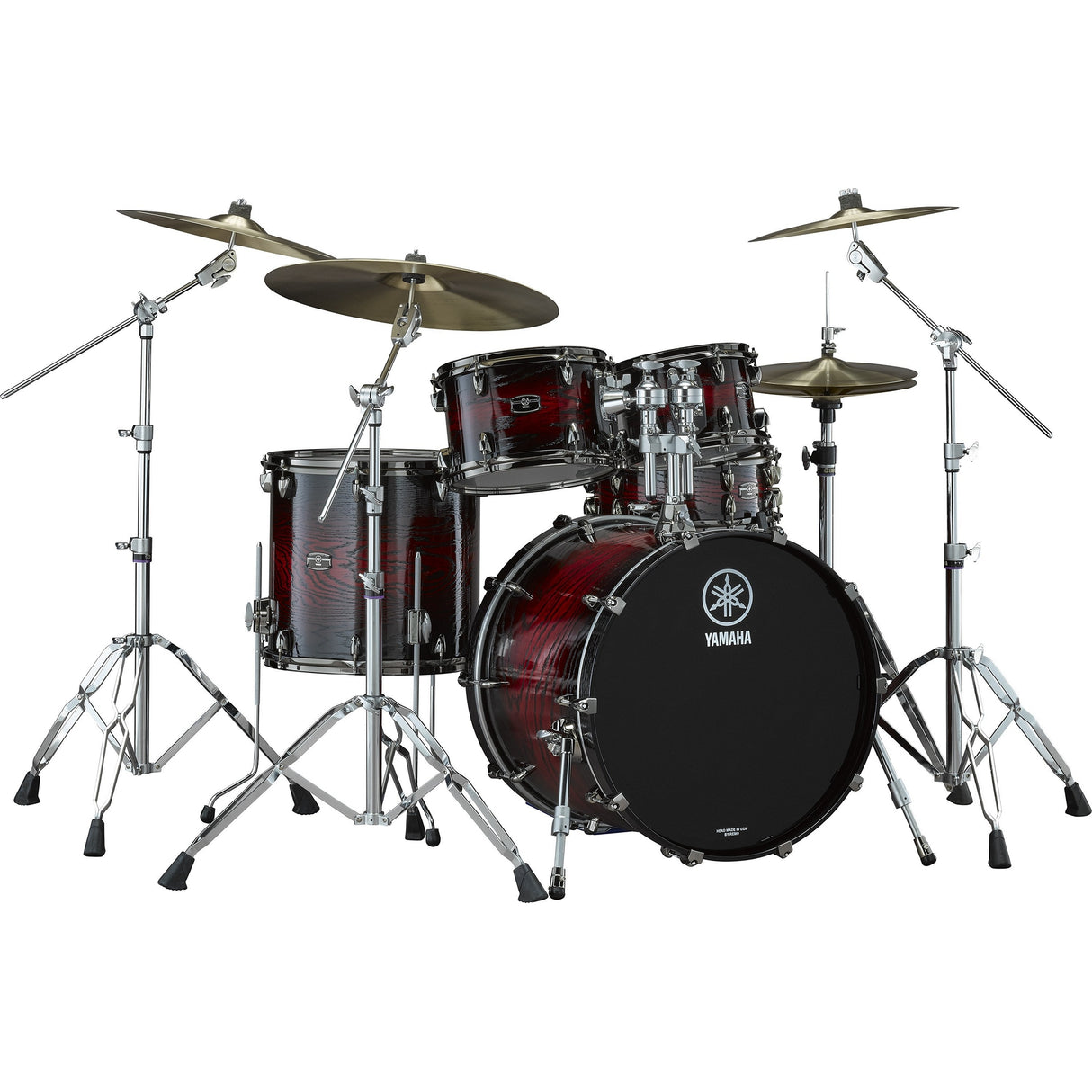 Yamaha Live Custom Hybrid Oak Series Acoustic Multi-Piece Drum Kit - Uzu Magma Sunburst / 3-Piece set: 1x 18’’ Bass, 1x