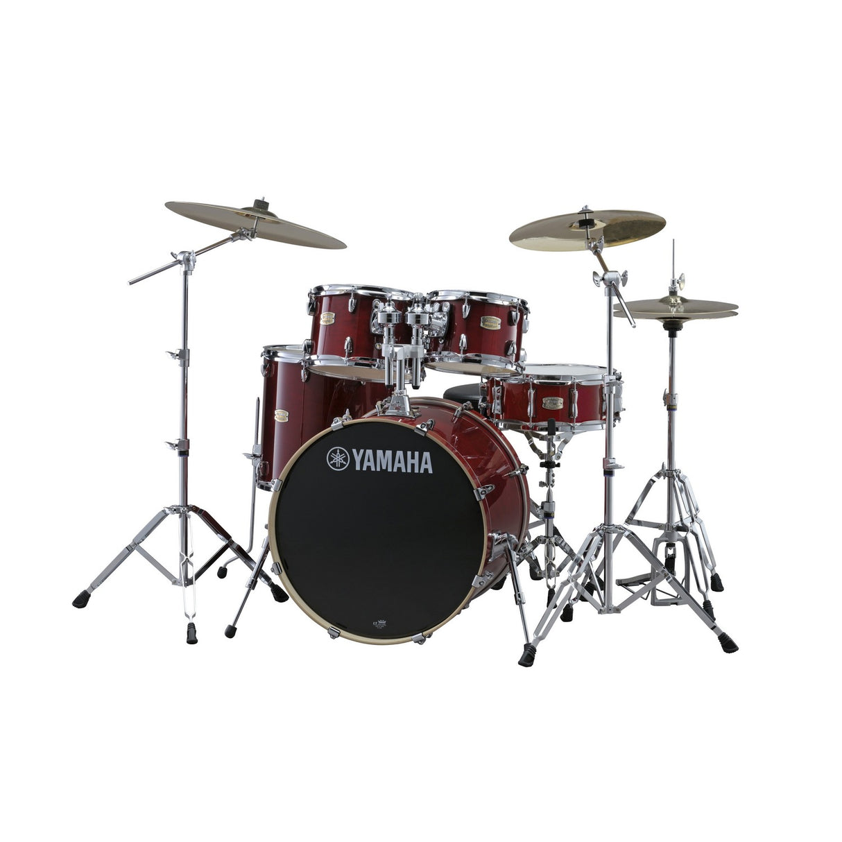 Yamaha Stage Custom Birch Shell Acoustic Drum Set with HW-680W Hardware Pack, Cranberry Red